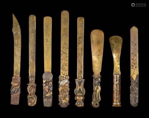 Eight Japanese Mixed-Metal Page Turners Length of the longes...