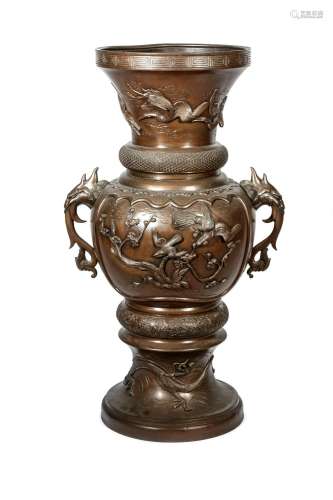 A Japanese Bronze Floor Vase Height 36 1/2 in., 92.7 cm.