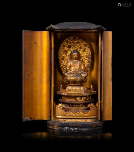 A Japanese Gilt Lacquered Figure of Buddha Height of figure ...