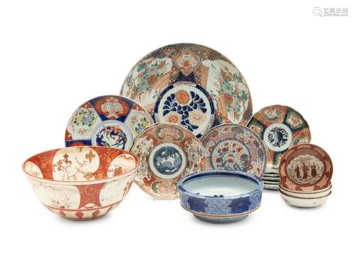 17 Japanese Porcelain Articles Diameter of largest 18 in., 4...