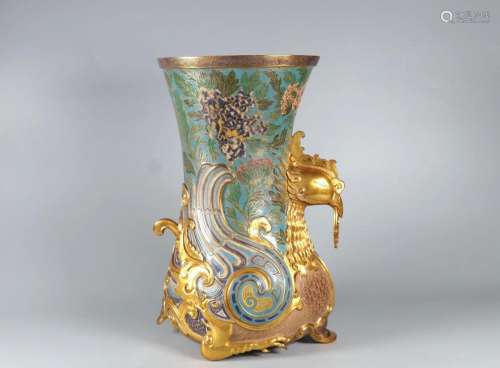 Cloisonne Enamel Phoenix-Form Zun Vase