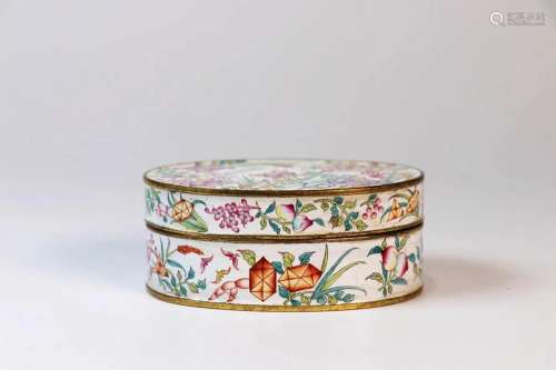 Enamel Bronze Floral Box and Cover