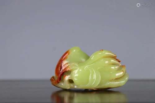 Carved Russet Yellow Jade â€˜Sanduoâ€™ Ornament
