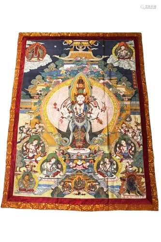 Embroidered Kesi Thangka of Eleven-Faced Avalokitesvara