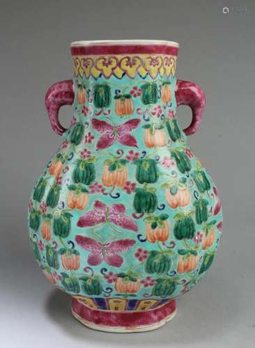 Chinese Famille Verte Porcelain Vase Chinese Famille Verte P...