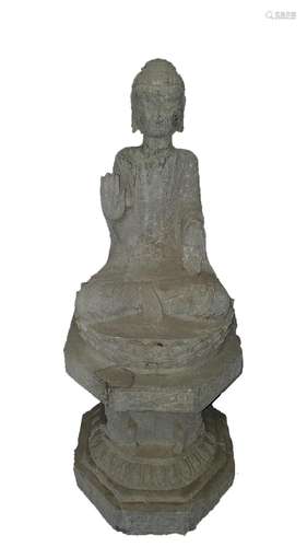 Chinese Stone Carved Buddha Statue Large Chinese Stone Carve...