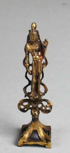 Antique Tang Dynasty Gilt Bronze Statue Antique Tang Dynasty...