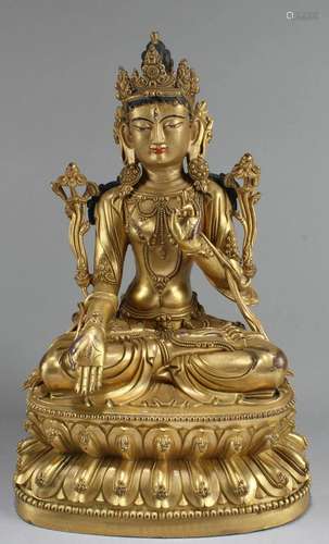 Chinese Gilt Bronze Bodhisattva Buddha Statue Chinese Gilt B...