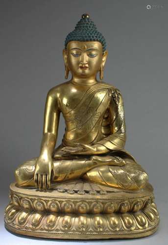 Ming Dynasty Gilt Bronze Buddha Statue Ming Dynasty Gilt Bro...