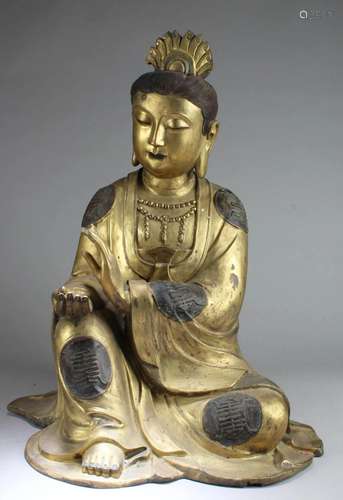 Chinese Gilt Bronze Guanyin Statue Chinese Gilt Bronze Guany...