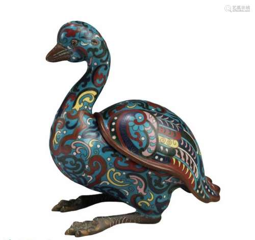 An Old Cloisonne Bird Shaped Container An Old Cloisonne Bird...