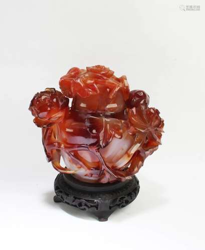 Chinese Carved Agate Container Chinese Carved Agate Containe...