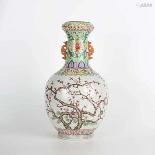 Famille Rose Prunus Vase