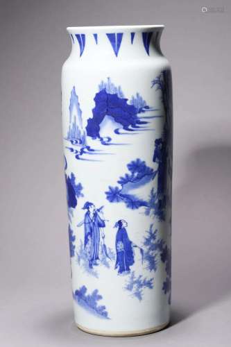 A Blue and White Figural Sleeve Vase