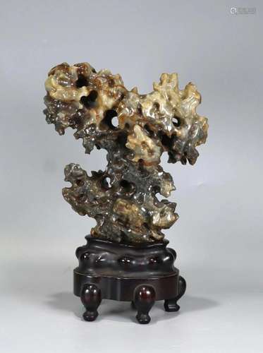 Hetian Black and Grey Jade Decoration Boulder