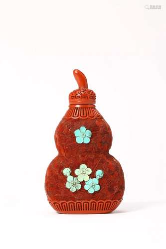 Carved Lacquerware Double-Gourds Snuff Bottle