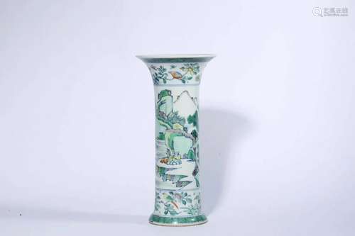 Doucai Landscape and Figure Gu Vase