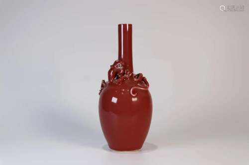 Jihong Red Glaze Dragon Vase