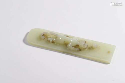 White Jade Chi-Dragon Playing with Pearl Pendant