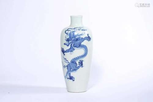 Blue and White Dragon Vase, Kangxi Mark