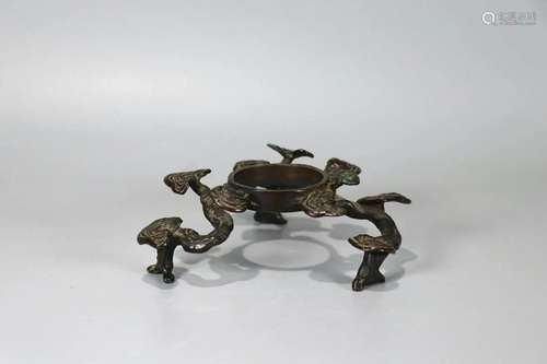 Bronze Tripod Lingzhi-Form Stand, Qing Dynasty