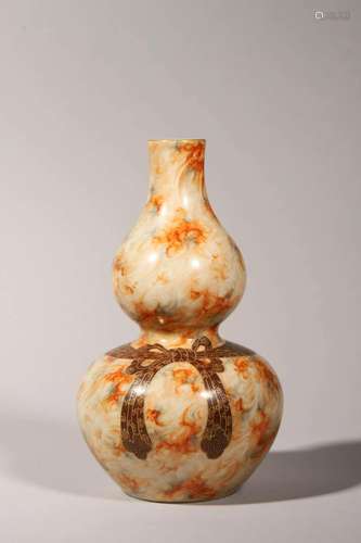 Faux-Bois Wrapped Double-Gourd-Shape Vase