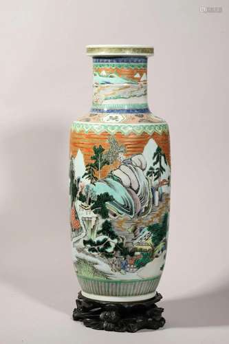 Wucai Glaze Rouleau Vase