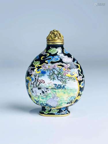 Cloisonne Enamel Landscape Snuff Bottle