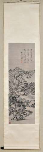 XI GANG, CHINESE LANDSCAPE PAINTING SILK SCROLL