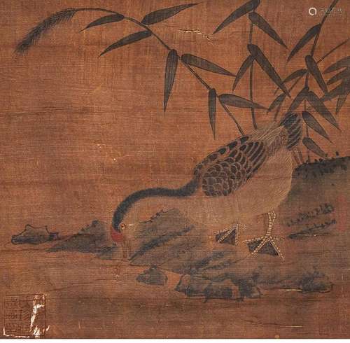 CHINESE BIRD PAINTING SILK