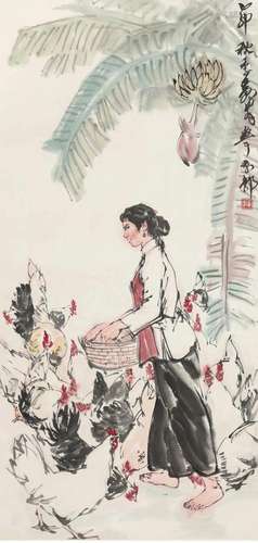 HUANG ZHOU, CHINESE ROOSTER PAINTING ON PAPER