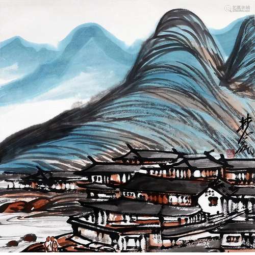 LIN FENGMIAN, CHINESE VILLAGE PAINTING ON PAPER