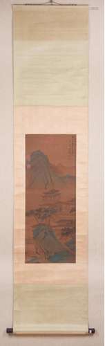 WANG SHIMIN, CHINESE LANDSCAPE PAINTING SILK SCROLL