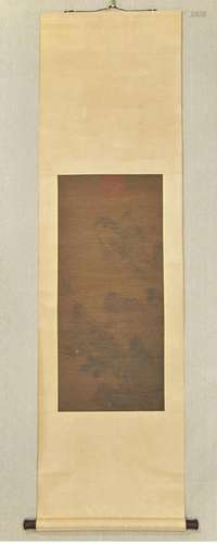 DONG BANGDA, CHINESE LANDSCAPE PAINTING SILK SCROLL