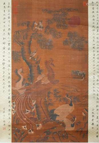 LV JI, CHINESE PHOENIX PAINTING SILK