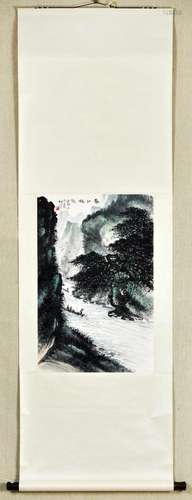 XIA YAO, CHINESE AUTUMN VIEW PAINTING SILK