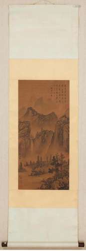 LI CHENG, CHINESE WATERFALL PAINTING SILK SCROLL