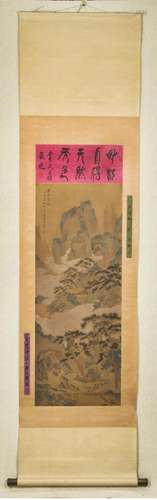 LAN YING, CHINESE LANDSCAPE PAINTING SILK SCROLL