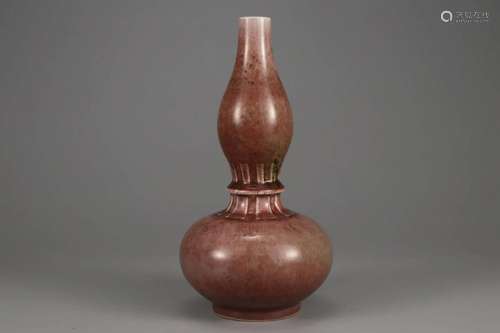 PEACH BLOOM GLAZE DOUBLE-GOURD-SHAPE VASE