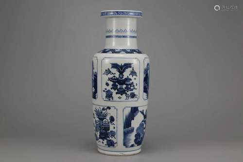 BLUE AND WHITE LANDSCAPE VASE