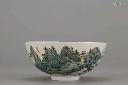 FAMILLE ROSE LANDSCAPE BOWL