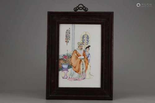 FAMILLE ROSE FIGURE PLAQUE SCREEN