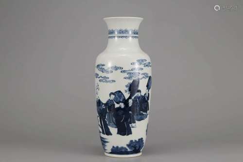 BLUE AND WHITE FIGURE VASE