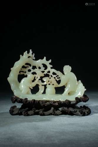 Qing Dynasty Hetian Jade Openwork Carving 