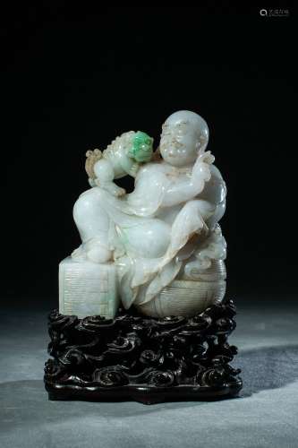 Qing Dynasty Hard Jade Lion Lohan , China