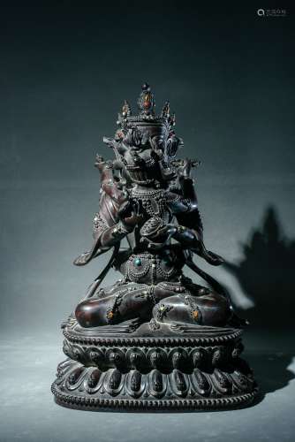Qing Dynasty Zitan Rosewood Statue Of Tara, China
