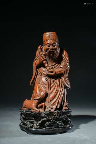 Qing Dynasty Bamboo Carving Figure Of Longevity, China