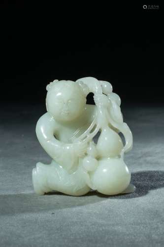 Qing Dynasty Hetian White Fortunate Jade, China