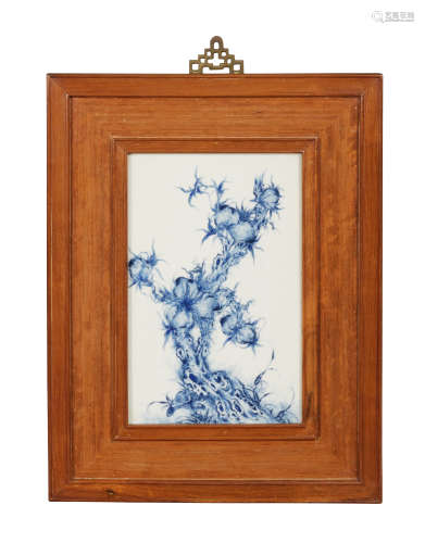 Chinese Blue and White Porcelain Plaque, Wang Bu