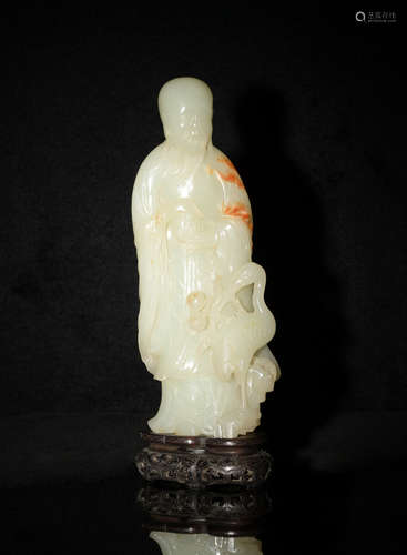 Chinese Carved Jade Shou with stand, Qianlong